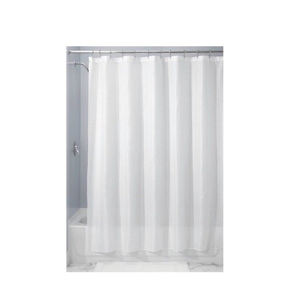 Idesign 78”X 54” White Solid Shower Curtain Polyester Waffle Texture Carlton NEW - Picture 5 of 9